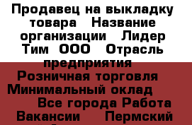 Продавец на выкладку товара › Название организации ­ Лидер Тим, ООО › Отрасль предприятия ­ Розничная торговля › Минимальный оклад ­ 17 600 - Все города Работа » Вакансии   . Пермский край,Александровск г.